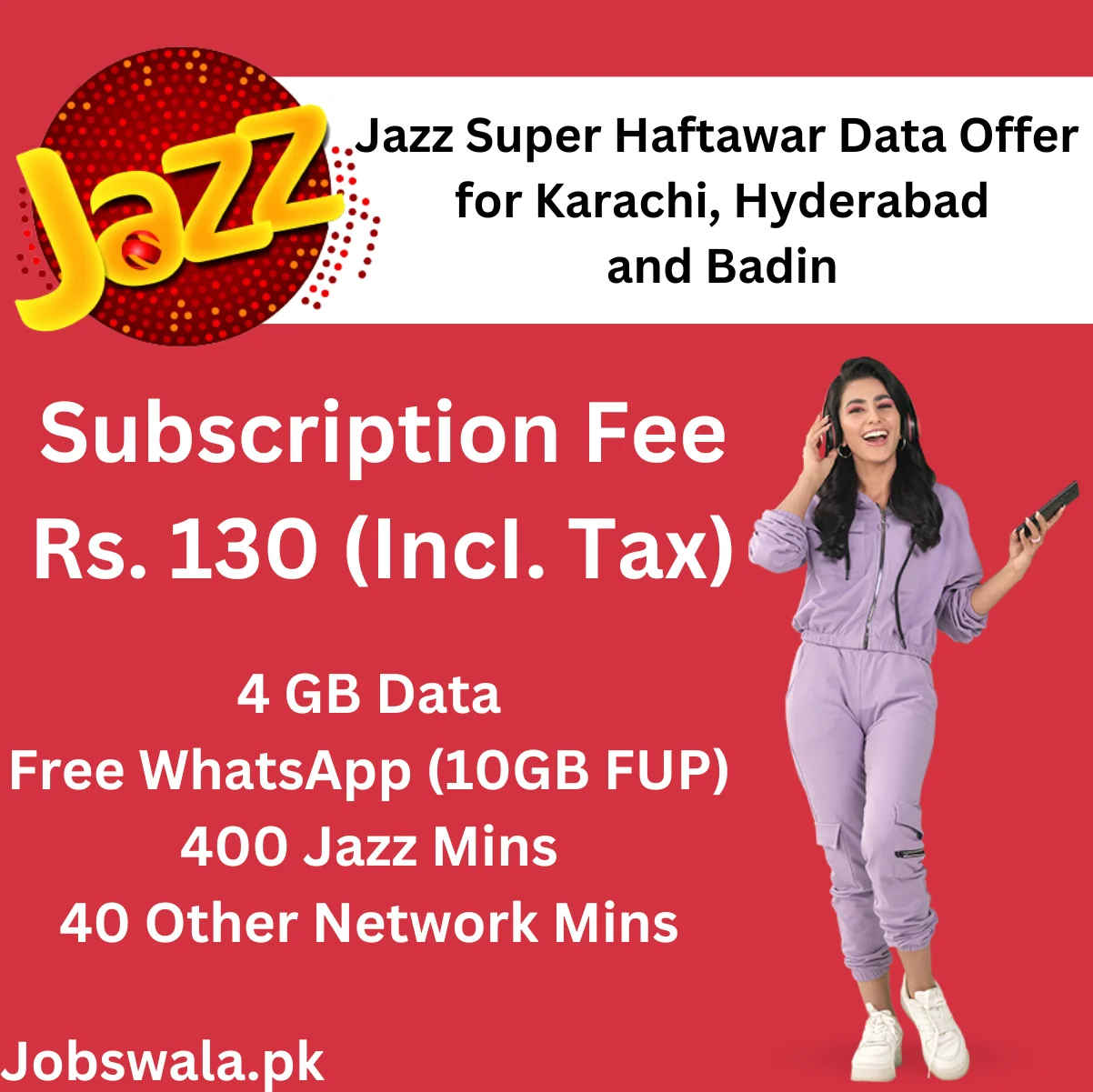 Jazz Super Haftawar Data Offer for Karachi, Hyderabad and Badin